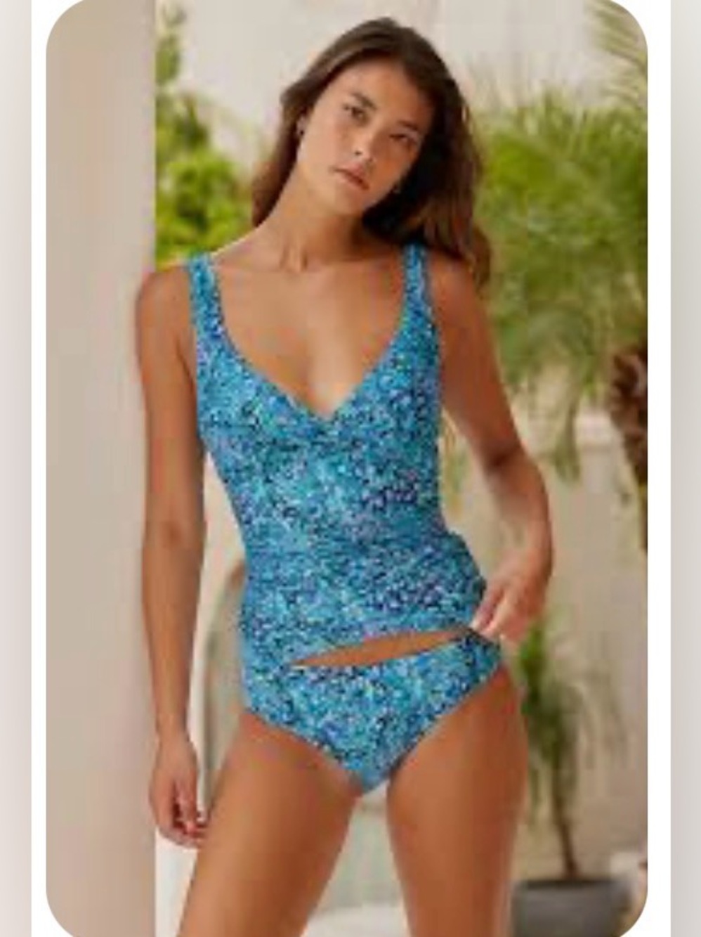 Nip Tuck Blue Floral Tankini Set - Vibrant Aqua Print Size Large NWT